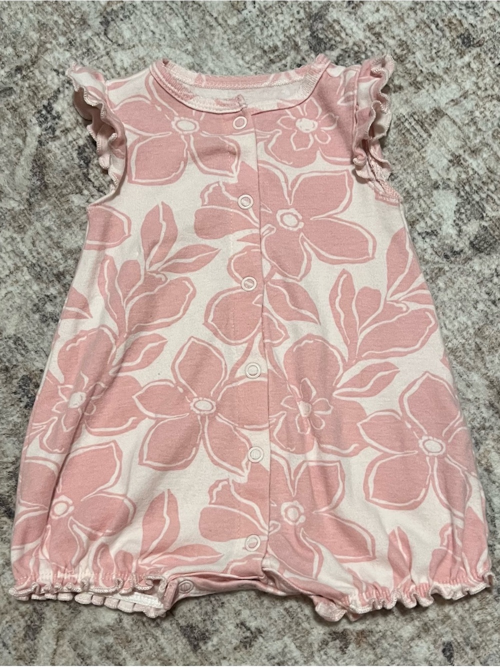 Baby Girls Pink Floral Sleeveless Romper - Soft Cotton Pajama